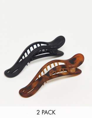 Kitsch Kitsch Flat Lay Claw Clip Curved 2 Pack - Black & Tortoise