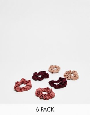 Kitsch Holiday Satin Scrunchies 6 Pack - Mulberry Spice