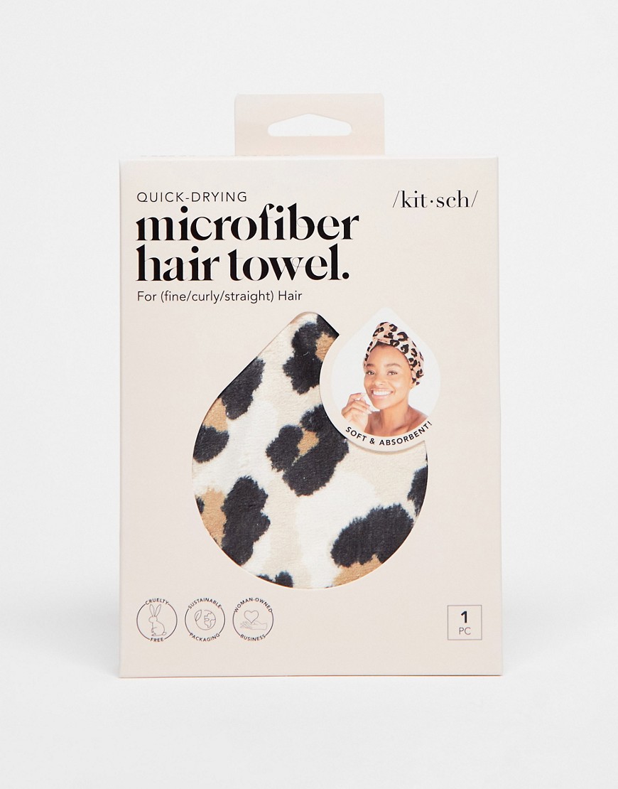 kitsch - leopardmönstrad hårhandduk i mikrofiber-ingen färg