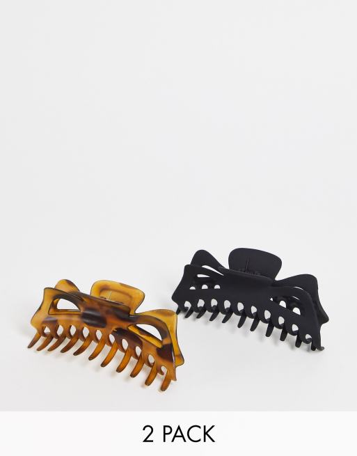 Kitsch - Lot de 2 grandes pinces à cheveux classiques en plastique - NOC