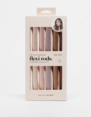 Kitsch - Lot de 6 bigoudis enveloppés de satin - Bois de rose-Pas de couleur