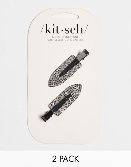 Kitsch Metal Rhinestone Creaseless Clips - 2 Pack | ASOS