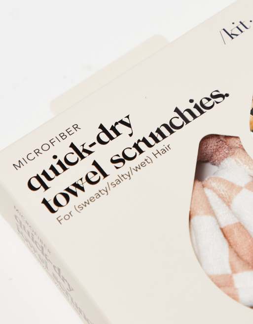 Kitsch Microfiber Quick-Dry Towel Scrunchies 2 Pack - Terracotta Check
