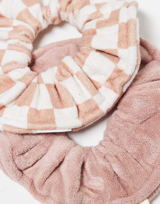Kitsch Microfiber Quick-Dry Towel Scrunchies 2 Pack - Terracotta Check