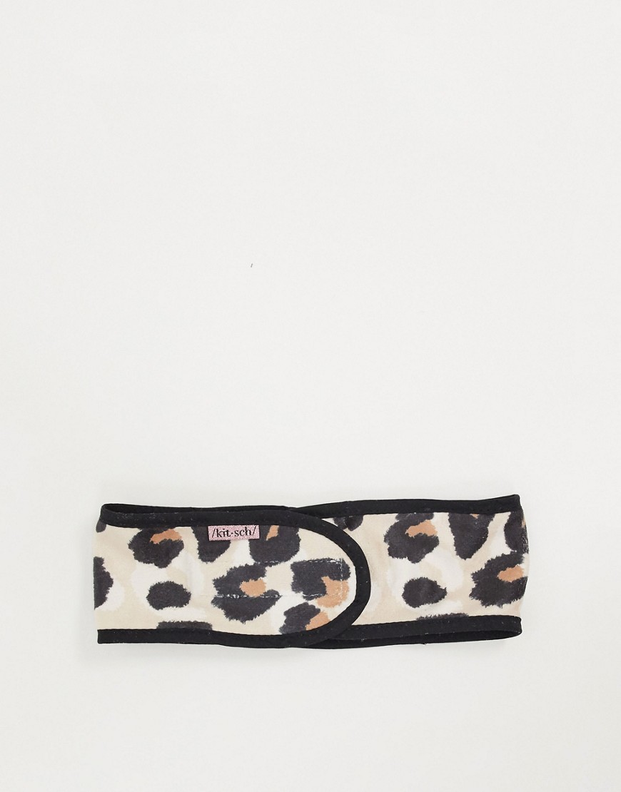 Kitsch microfiber spa headband in leopard print-No color