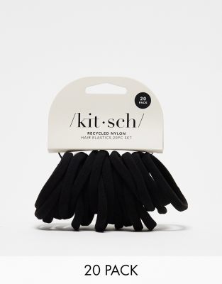 Kitsch - Nylon-Haargummis in Schwarz, 20-teiliges Set-Black