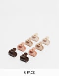 [Kitsch] Kitsch Plastic Mini Puffy Claw Clips 8 Pack - Rosewood-No colour No Size No colour