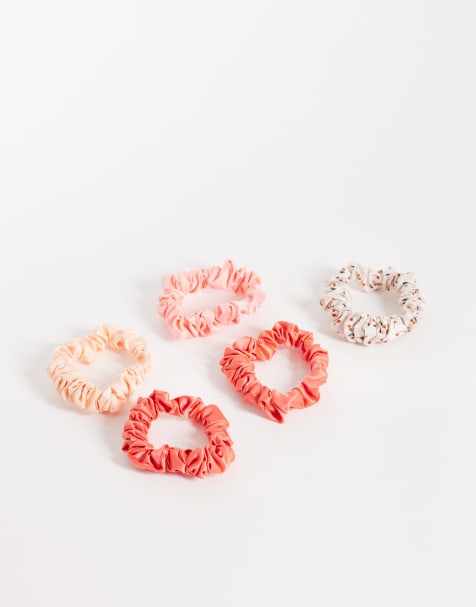 Kitsch Ruched Satin Scrunchies 5pc set - Cherry Blossom - view 1