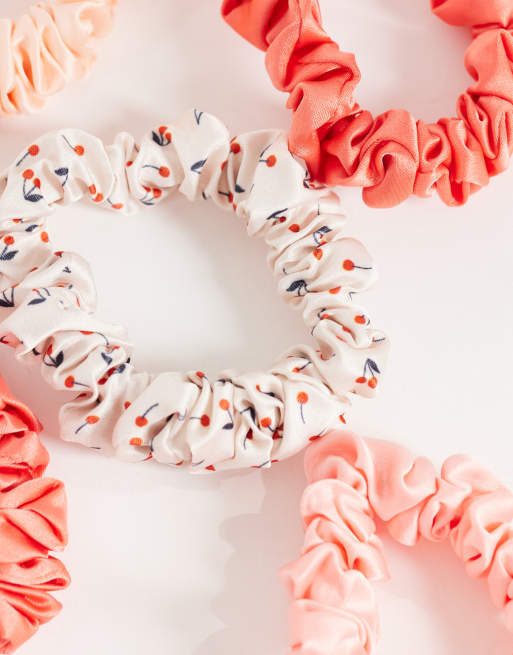 Kitsch Ruched Satin Scrunchies 5pc Set - Cherry Blossom, 3 of 3