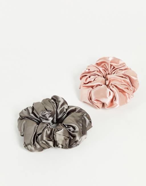 Kitsch Satin Blush + Grey Sleep Pillow Scrunchies Set, 4 of 4