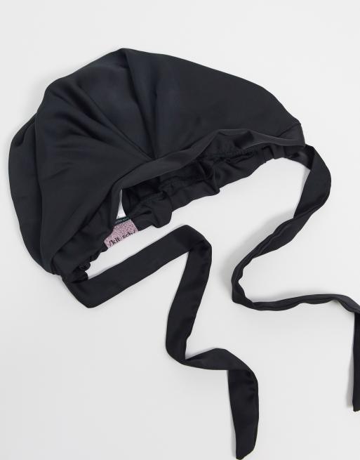 Kitsch Satin Sleep Bonnet Black ASOS