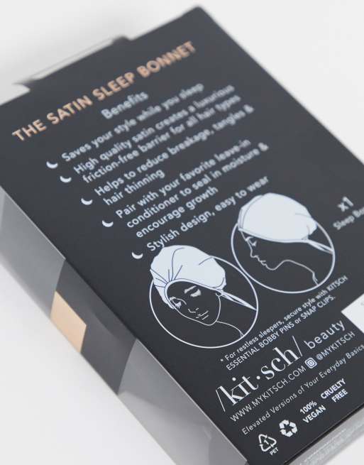Kitsch Satin Sleep Bonnet - Black, 4 of 4