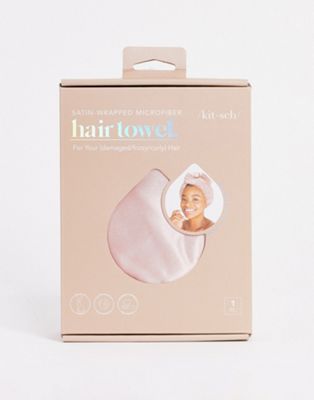Kitsch Satin-Wrapped Hair Towel- Blush