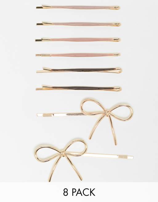 Kitsch - Set di 8 forcine in metallo smaltato e con fiocco - Rosewood