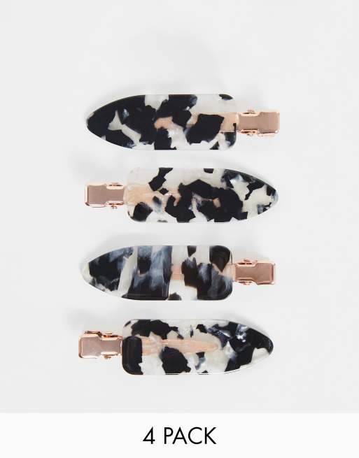 Kitsch - Set van 4 niet-kreukende haarspelden in 'Black Terrazzo'