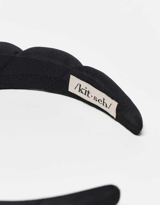 Kitsch - Sort hårbånd i stof med pufdesign i pakke med 1 stk, 2 af 4