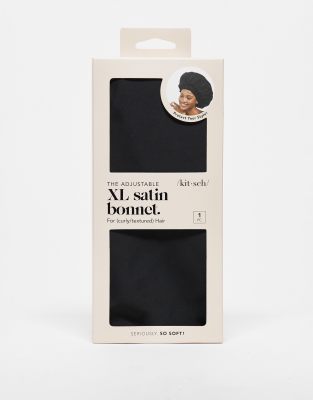 Kitsch - Verstellbare XL-Schlafmütze aus Satin - Schwarz-Keine Farbe