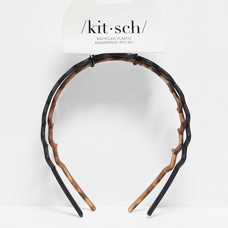 Kitsch Zig Zag Headband 2 pack - Black & Tort | ASOS