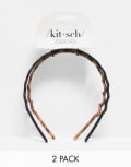 [Kitsch] Kitsch Zig Zag Headband 2 Pack - Black & Tortoise No Size Black & tort