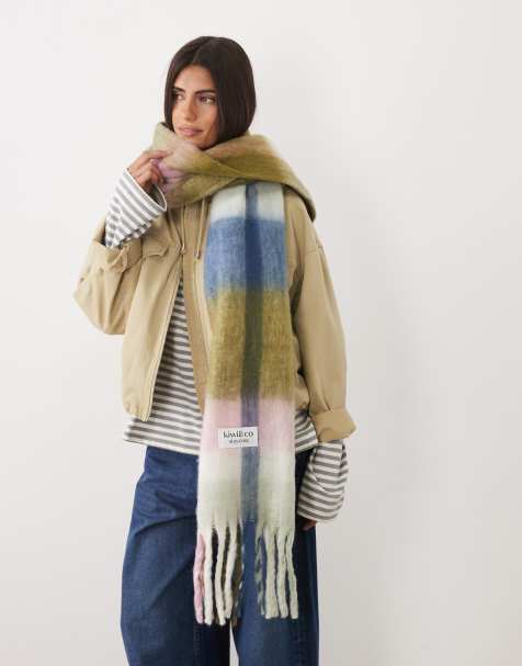 Kiwi & Co brushed check scarf in pastel multi - view 1