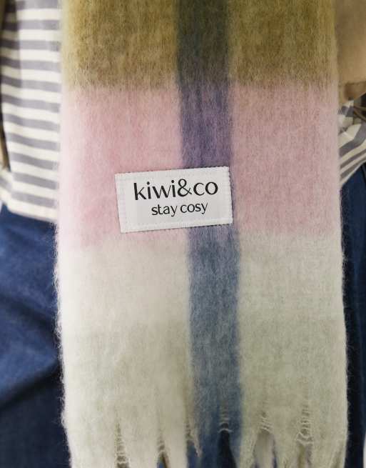 Kiwi & Co brushed check scarf in pastel multi, 2 of 3