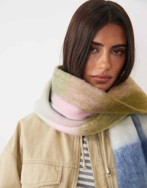 Kiwi & Co brushed check scarf in pastel multi, 3 of 3
