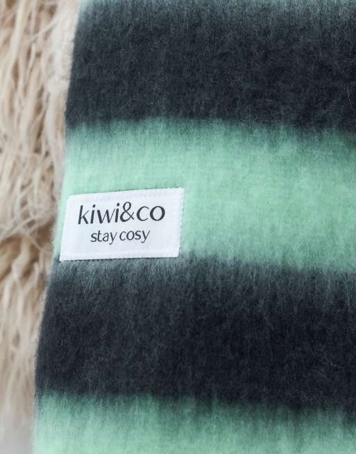 Kiwi & Co brushed scarf in navy & mint stripe, 4 of 5