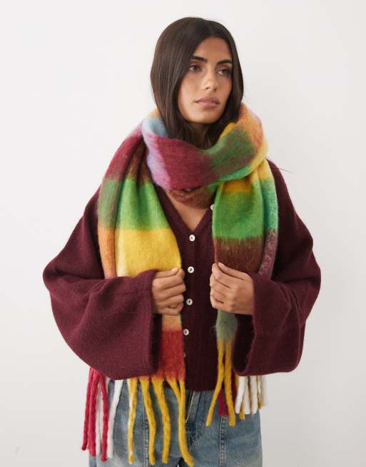 Kiwi & Co brushed tassle scarf in multi check, 3 of 3