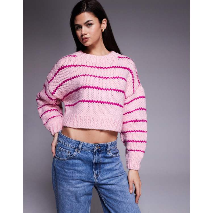 Kiwi & Co Candy hand knitted chunky knit cropped drop shoulder
