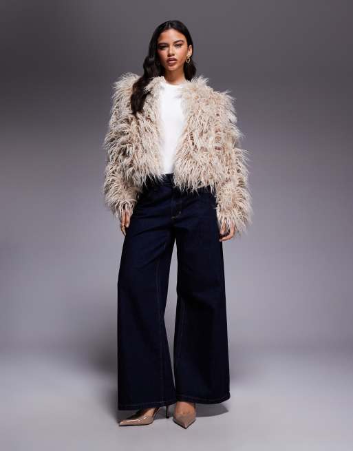 Kiwi & Co Esme faux fur jacket in oatmeal | ASOS