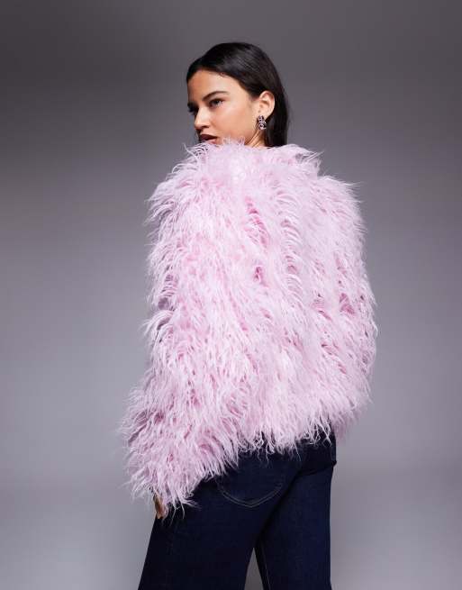 Kiwi & Co Esme faux mongolian fur jacket in pink, 2 of 4