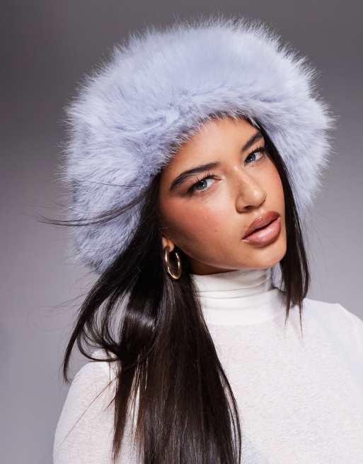 Kiwi & Co faux fur bucket hat in blue