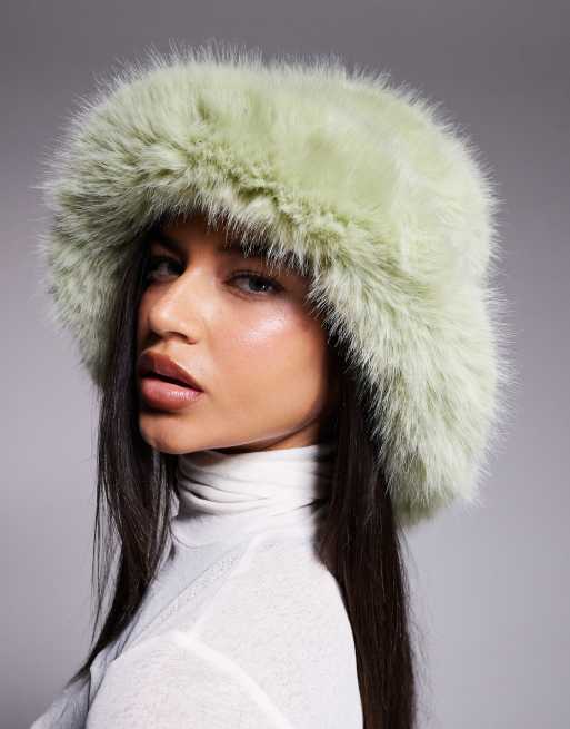 Kiwi & Co faux fur bucket hat in mint