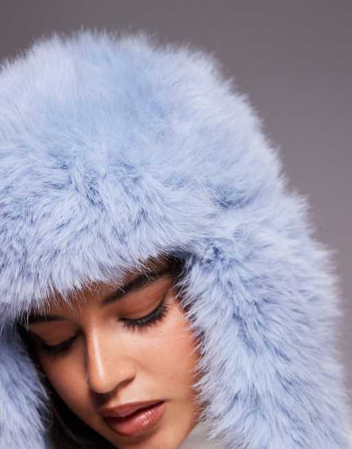 Kiwi & Co fluffy faux fur aviator hat in blue