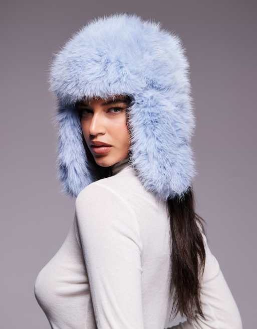Kiwi & Co fluffy faux fur aviator hat in blue
