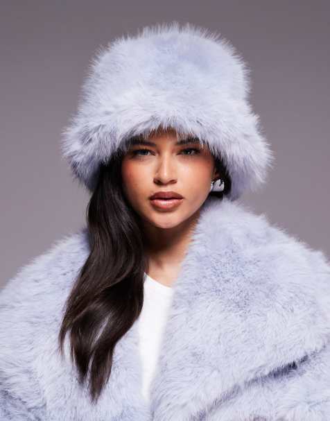 Kiwi & Co fluffy faux-fur bucket hat in blue - view 1