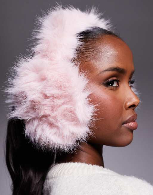 Kiwi & Co fluffy faux fur ear muffs in pink, 2 of 3