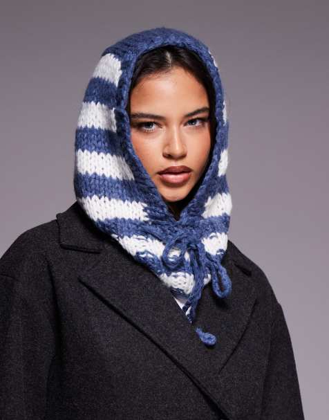 Kiwi & Co – Forget Me Not – Ręcznie robiony komin oversize w granatowo-białe paski - view 1