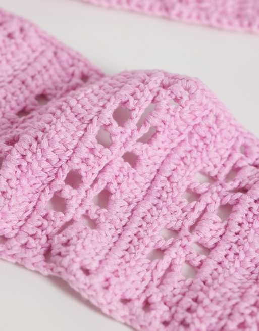 Kiwi & Co handknitted crochet tie detail belt in pink, 2 of 3