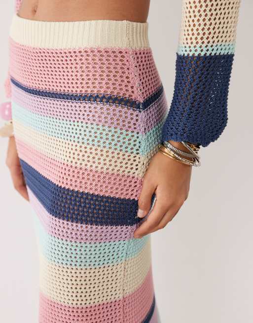 Kiwi & Co Havana crochet maxi skirt in multi stripe (part of a set), 5 of 5