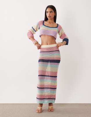 Kiwi & Co Havana crochet square neck crop top and skirt set in