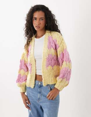 Kiwi & Co Hugs & Kisses Hand Knit Cardigan In Multi