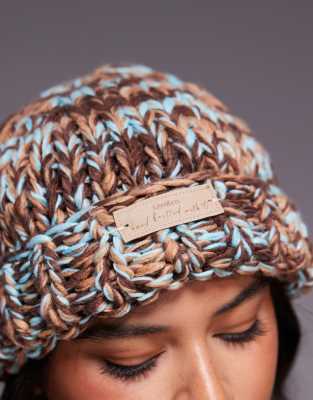 Kiwi & Co Love Note Hand Knitted Chunky Knit Beanie In Multi