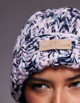 Kiwi & Co Love Note Hand Knitted Chunky Knit Beanie In Multi