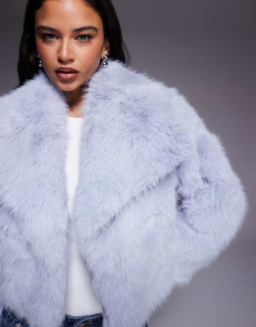 Kiwi & Co Lyla faux fur oversized collar detail cropped jacket in