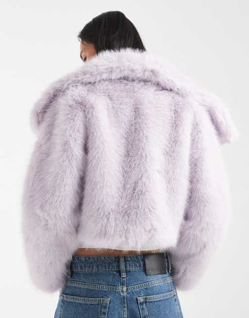 Kiwi & Co - Lyla - Veste courte en fausse fourrure à col oversize - Lilas, 2 de 4