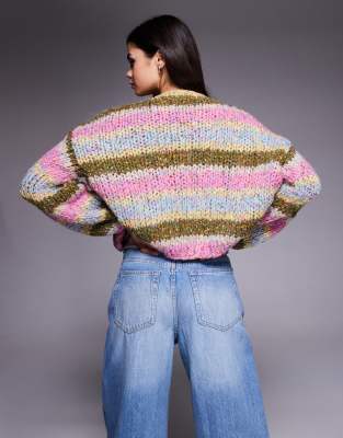 Kiwi & Co Meadow wool feel hand knitted balloon sleeve speckled