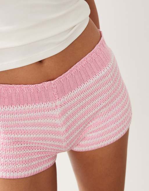 Kiwi & Co - Pantalones muy cortos rosas a rayas de punto, 2 de 5