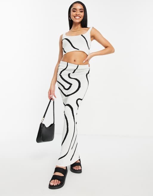 Kiwi & Co pina colada knitted maxi skirt in multi