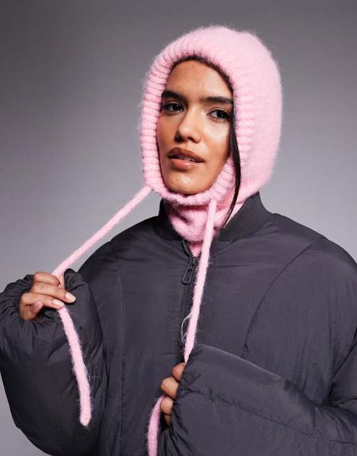 Kiwi & Co – Różowy komin z ręcznie robionej puszystej dzianiny o wełnianym wyglądzie z wiązaniem